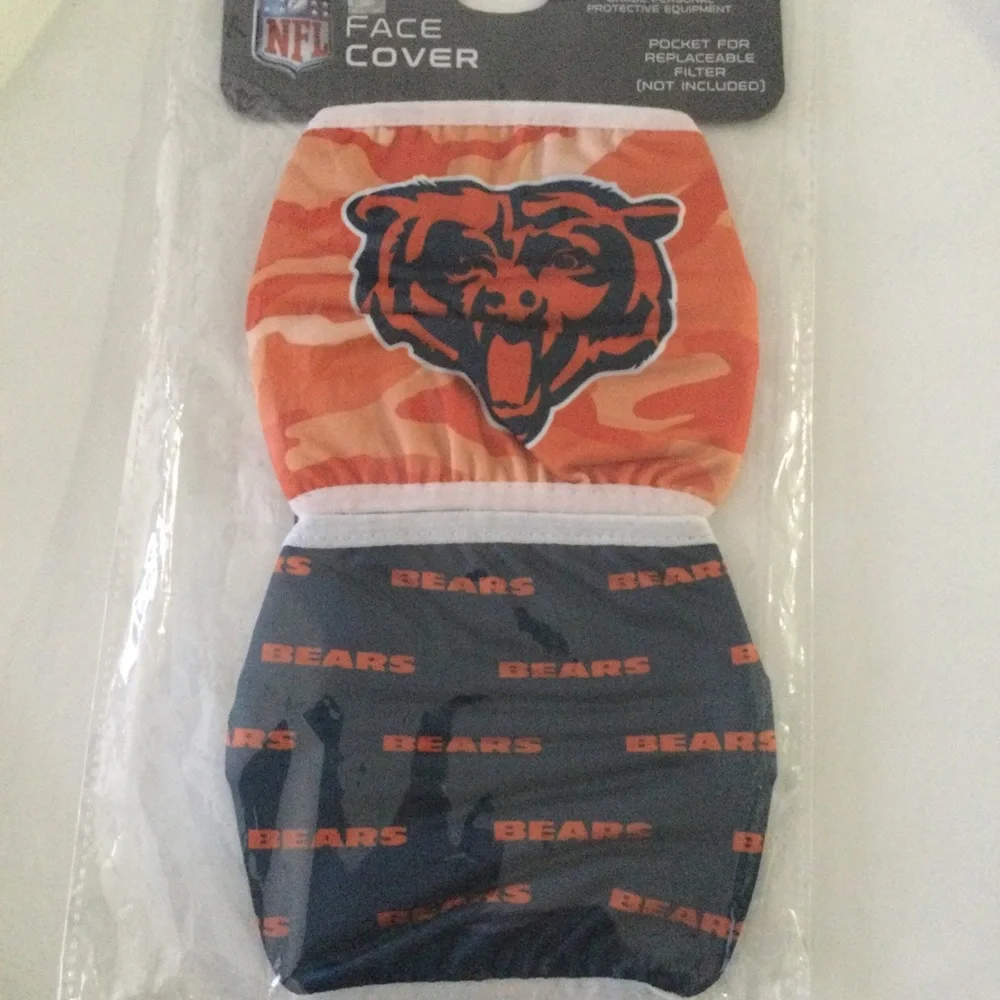 FOCO NFL CHICAGO BEARS CLUTCH 2 PACK FACE MASKS UNISEX ADULT NWT